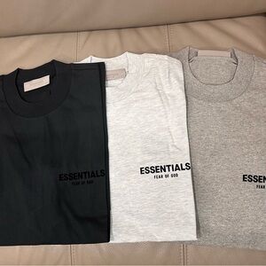 Essentials Fear of God T-Shirt - Black, Light Oatmeal Grey, Dark Oatmeal Grey